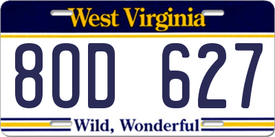 WV license plate 8OD627