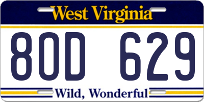 WV license plate 8OD629