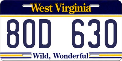 WV license plate 8OD630