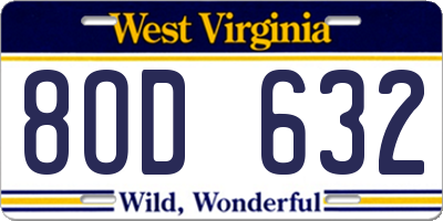 WV license plate 8OD632