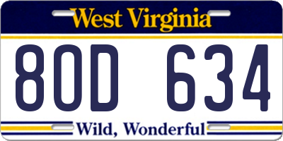 WV license plate 8OD634