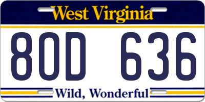 WV license plate 8OD636