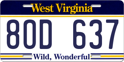 WV license plate 8OD637
