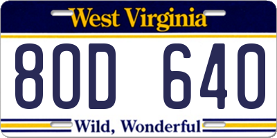 WV license plate 8OD640