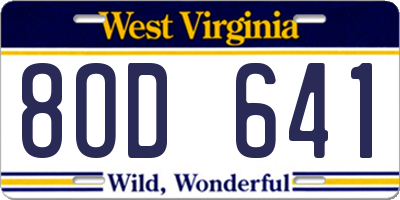 WV license plate 8OD641