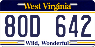 WV license plate 8OD642