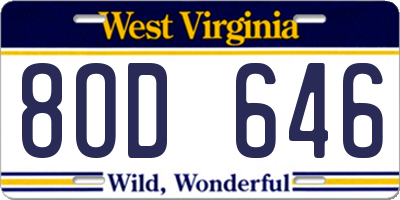 WV license plate 8OD646