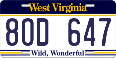 WV license plate 8OD647