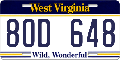 WV license plate 8OD648