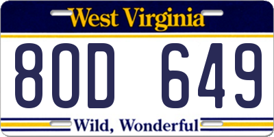 WV license plate 8OD649