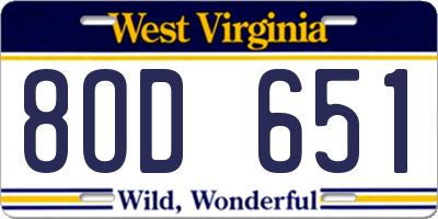 WV license plate 8OD651