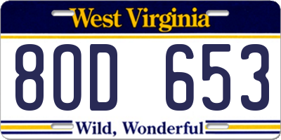 WV license plate 8OD653