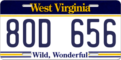 WV license plate 8OD656