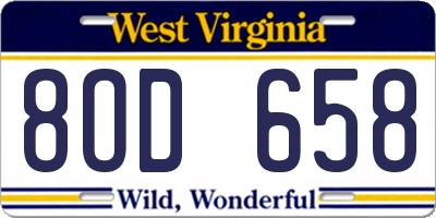 WV license plate 8OD658