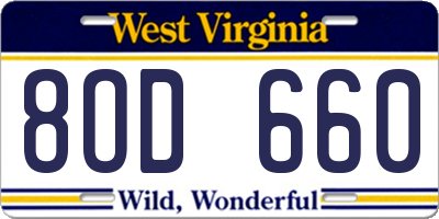 WV license plate 8OD660