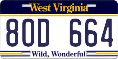 WV license plate 8OD664