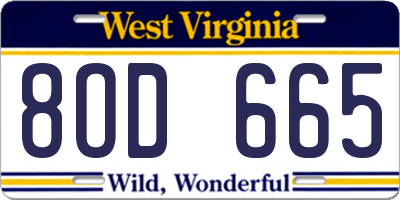 WV license plate 8OD665