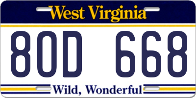 WV license plate 8OD668