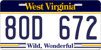 WV license plate 8OD672