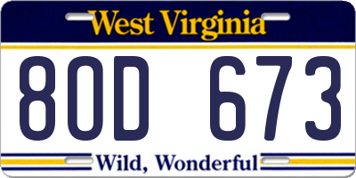 WV license plate 8OD673