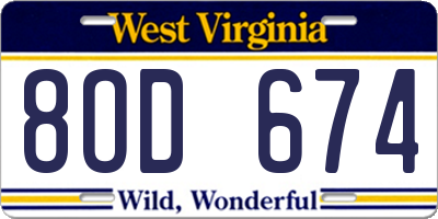 WV license plate 8OD674