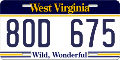 WV license plate 8OD675