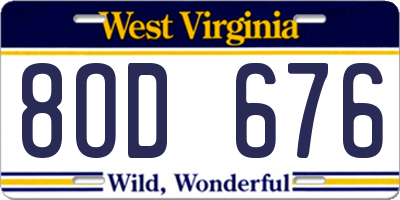 WV license plate 8OD676