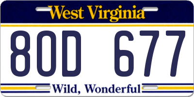 WV license plate 8OD677