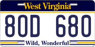 WV license plate 8OD680