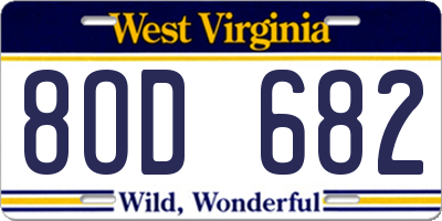 WV license plate 8OD682
