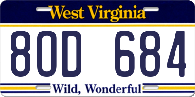 WV license plate 8OD684