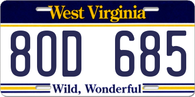 WV license plate 8OD685