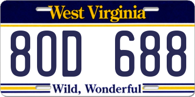 WV license plate 8OD688