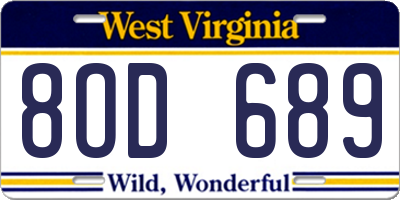 WV license plate 8OD689