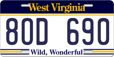 WV license plate 8OD690