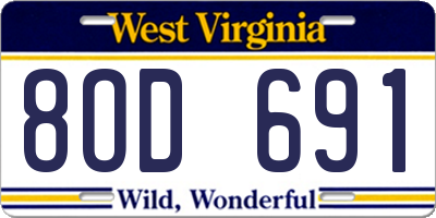 WV license plate 8OD691
