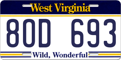 WV license plate 8OD693