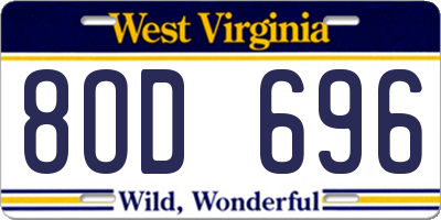 WV license plate 8OD696