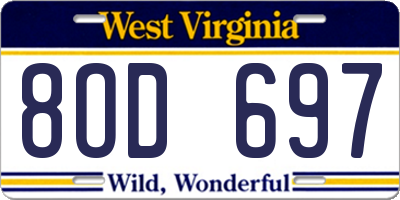 WV license plate 8OD697