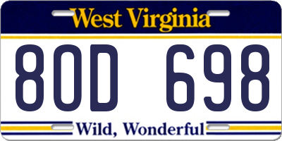WV license plate 8OD698