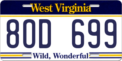 WV license plate 8OD699