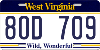 WV license plate 8OD709