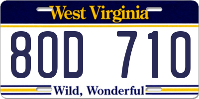 WV license plate 8OD710
