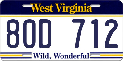 WV license plate 8OD712