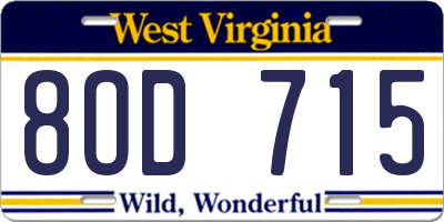 WV license plate 8OD715