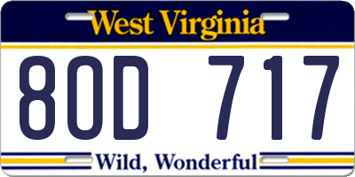 WV license plate 8OD717