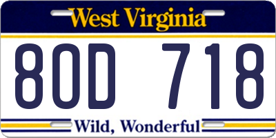 WV license plate 8OD718