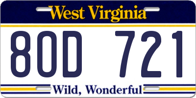 WV license plate 8OD721