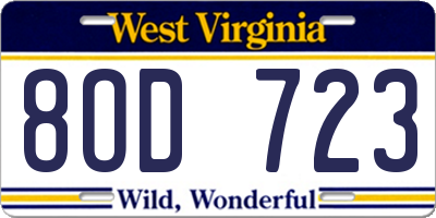 WV license plate 8OD723
