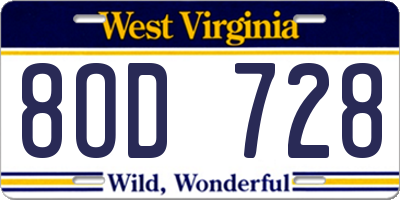 WV license plate 8OD728